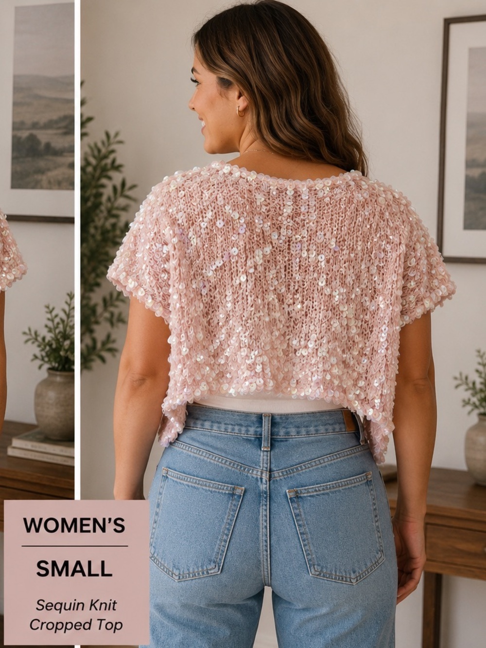 Acrobat Pink Sequin Cropped Shrug